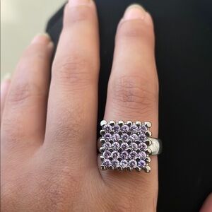 Dazzling amethyst Grid Ring in Silver